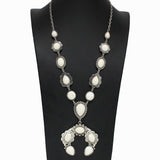 Western Squash Blossom Turquoise Stone Long Necklace