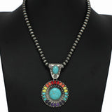 Western Bubble Glass with Navajo Beaded Necklace - view 3