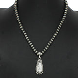 Western Teardrop Turquoise Stone with Navajo Beaded Necklace