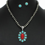 Western Concho Turquoise with Navajo Beaded Necklace