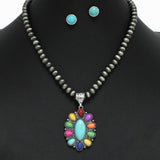 Western Concho Turquoise with Navajo Beaded Necklace - view 3