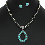 Western Teardrop Turquoise with Navajo Beaded Necklace