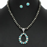 Western Teardrop Turquoise with Navajo Beaded Necklace - view 4