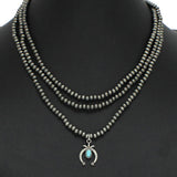 Western Dainty Squash Blossom with Triple Layered Navajo Beaded Necklace