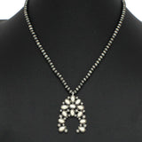 Western Squash Blossom Turquoise Stone with Navajo Beaded Necklace - view 3