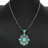 Western Turquoise Stone with Navajo Beaded Necklace