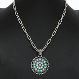 Round Bubble Turquoise Stone Pendant Necklace