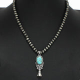 Western Oval Squash Blossom with Navajo Beaded Necklace
