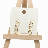 Gold Dipped Brass Triple Heart Drop Earring