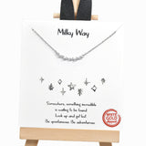 98353, WHITE GOLD DIPPED, "MILKY WAY" DAINTY CUBIC ZIRCONIA NECKLACE