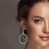 Western BIG Oval Turquoise Stone Earring