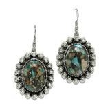 Western BIG Oval Turquoise Stone Earring - view 2