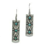 Western Turquoise Stone Accent Rectangle Earring - view 2
