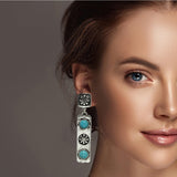 Western Concho with Turquoise Accent BAR Dangle Earring