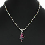 Western Leopard Lightning Bolt with Navajo Beaded Necklace