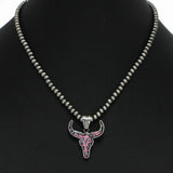 Western Leopard Steer Head with Navajo Beaded Necklace
