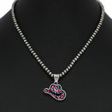Western Leopard Cowboy HAT with Navajo Beaded Necklace