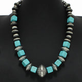 Western Square Turquoise Stone Necklace