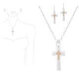98421, CROSS TEXTURED PENDANT NECKLACE