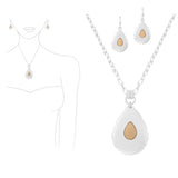 Teardrop Textured Pendant Necklace