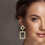 Gold Dipped Brass, Geometric Textured Dangle Earring