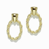 Gold Dipped Brass, Geometric Twisted Textured Earring - view 3