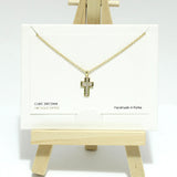 98442, DAINTY PAVE CUBIC ZIRCONIA CROSS NECKLACE
