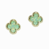 98449, 14K GOLD DIPPED, CLOVER STUD EARRING