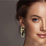 Gold Dipped Brass, Geometric Cutout Dangle Earring - view 3