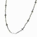98459, BRASS DAINTY CROSS WITH PEARL NECKLACE