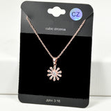 98462, FLOWER BAGUETTE CUBIC ZIRCONIA PENDANT NECKLACE