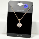 98462, FLOWER BAGUETTE CUBIC ZIRCONIA PENDANT NECKLACE