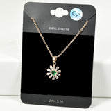 98462, FLOWER BAGUETTE CUBIC ZIRCONIA PENDANT NECKLACE