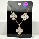 98463, CLOVER CUBIC ZIRCONIA PENDANT NECKLACE SET