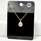 098464, TEARDROP CUBIC ZIRCONIA PENDANT NECKLACE