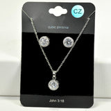 98465, ROUND CUBIC ZIRCONIA PENDANT NECKLACE SET
