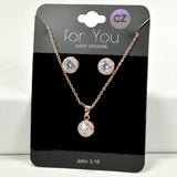 98465, ROUND CUBIC ZIRCONIA PENDANT NECKLACE SET