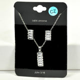 98467, RECTANGLE BAGUETTE CUBIC ZIRCONIA PENDANT NECKLACE SET