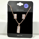 98467, RECTANGLE BAGUETTE CUBIC ZIRCONIA PENDANT NECKLACE SET