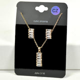 98467, RECTANGLE BAGUETTE CUBIC ZIRCONIA PENDANT NECKLACE SET