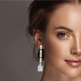 98472, RECTANGLE CUBIC ZIRCONIA DROP DANGLE EARRING