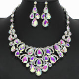 98492, TEARDROP RHINESTONE ACCENT EVENING NECKLACE SET