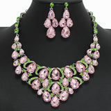 98492, TEARDROP RHINESTONE ACCENT EVENING NECKLACE SET