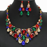 98492, TEARDROP RHINESTONE ACCENT EVENING NECKLACE SET