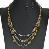 98494, HANDMADE SEMI PRECIOUS STONE MULTI LAYERED NECKLACE