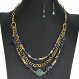 98494, HANDMADE SEMI PRECIOUS STONE MULTI LAYERED NECKLACE
