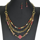 98494, HANDMADE SEMI PRECIOUS STONE MULTI LAYERED NECKLACE
