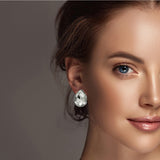 98497, MEDIUM SIZE, TEARDROP RHINESTONE STUD EARRING