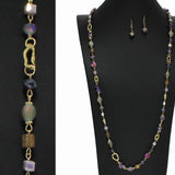 98498, HANDMADE SEMI PRECIOUS STONE LONG BEADED NECKLACE