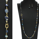 98498, HANDMADE SEMI PRECIOUS STONE LONG BEADED NECKLACE